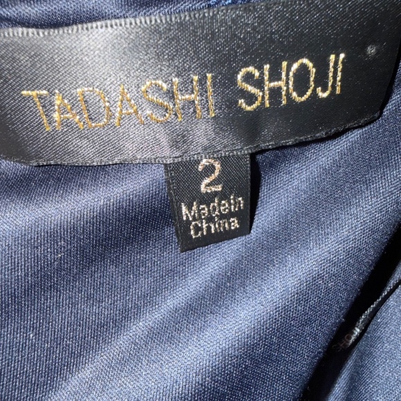 Tadashi Shoji Sequin Navy Blue Sequin Mesh Evening Gown Maxi Dress Size 2 - Picture 14 of 16